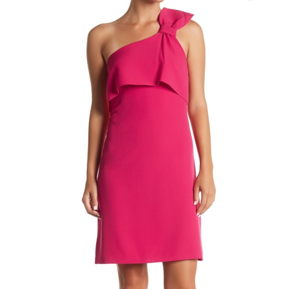 NEW Adrianna Papell One Shoulder Pink Work Dress